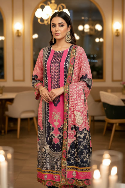 LUXE ROMAN SILK KURTHI WITH DIGITAL PRINT & HANDCRAFTED WORK