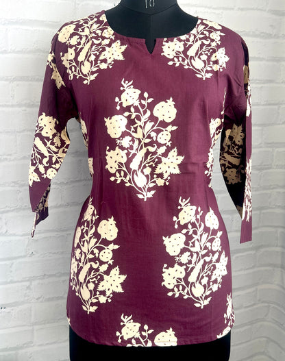 FLORAL CO-ORD SET IN PREMIUM COTTON WITH HEART-SHAPED NECK