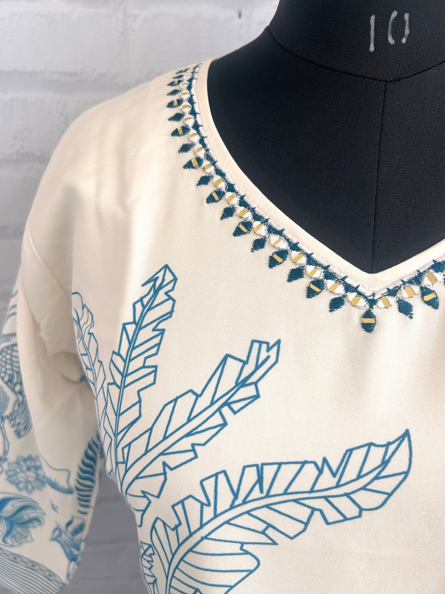 CLASSIC WHITE RAYON COTTON KURTHI – U-NECK HANDCRAFTED