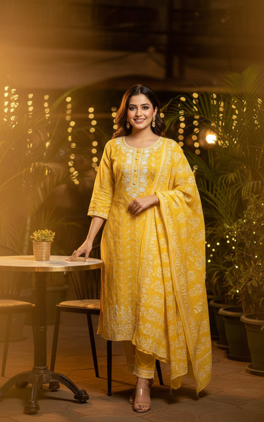 FLORAL INDOLADY STRAIGHT SUIT SETS