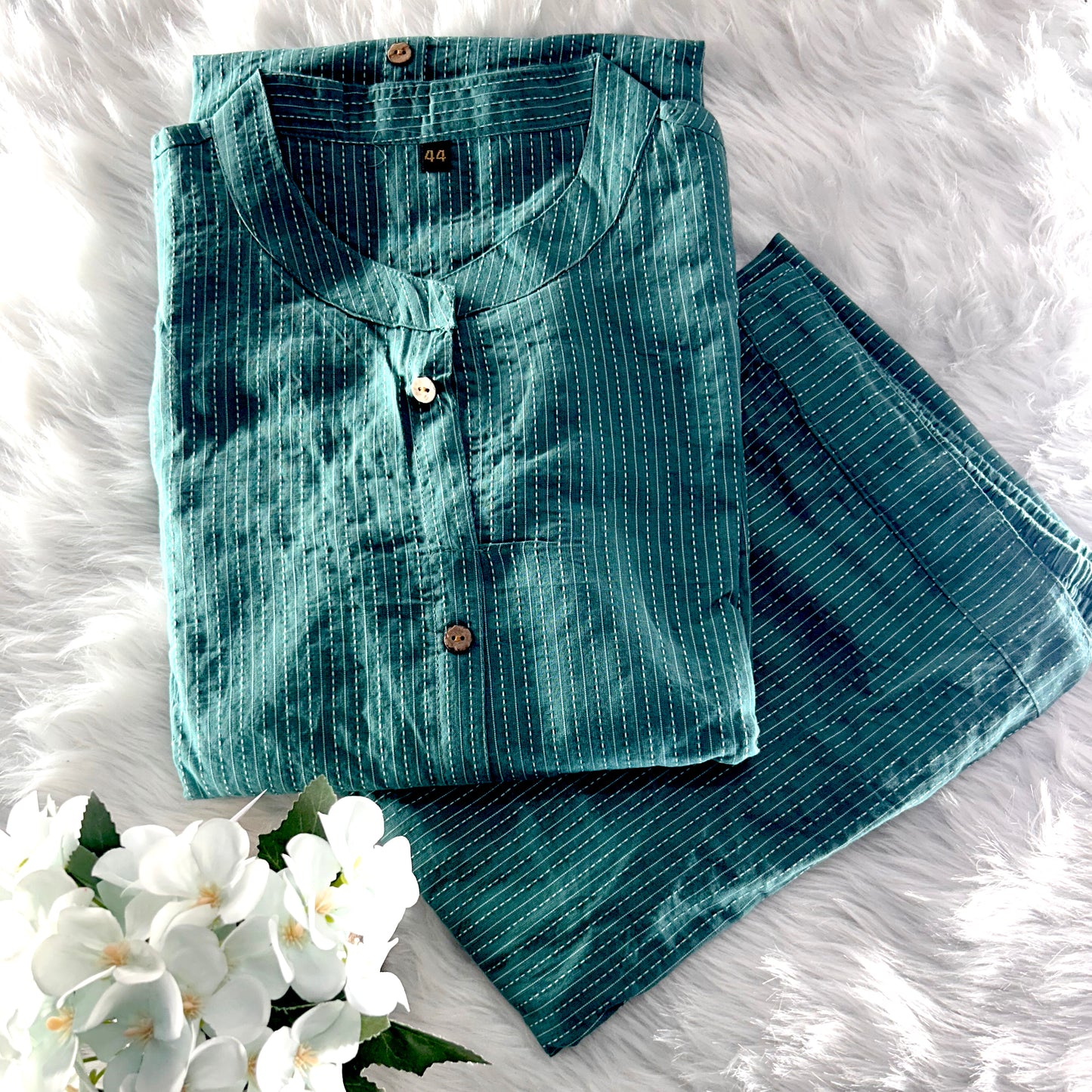Trendy Women Solid Cotton Katha Co-Ord Set