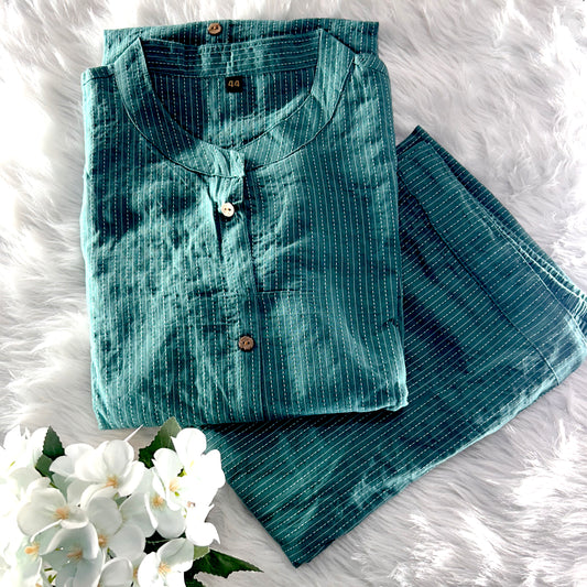 Trendy Women Solid Cotton Katha Co-Ord Set