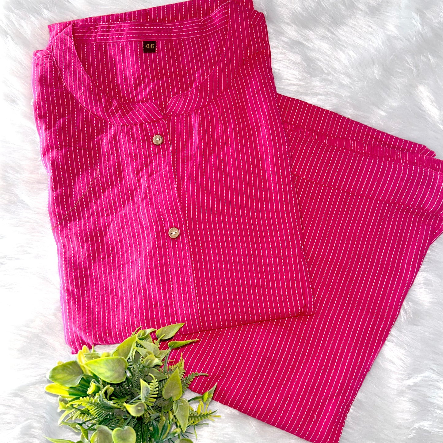 Trendy Women Solid Cotton Katha Co-Ord Set