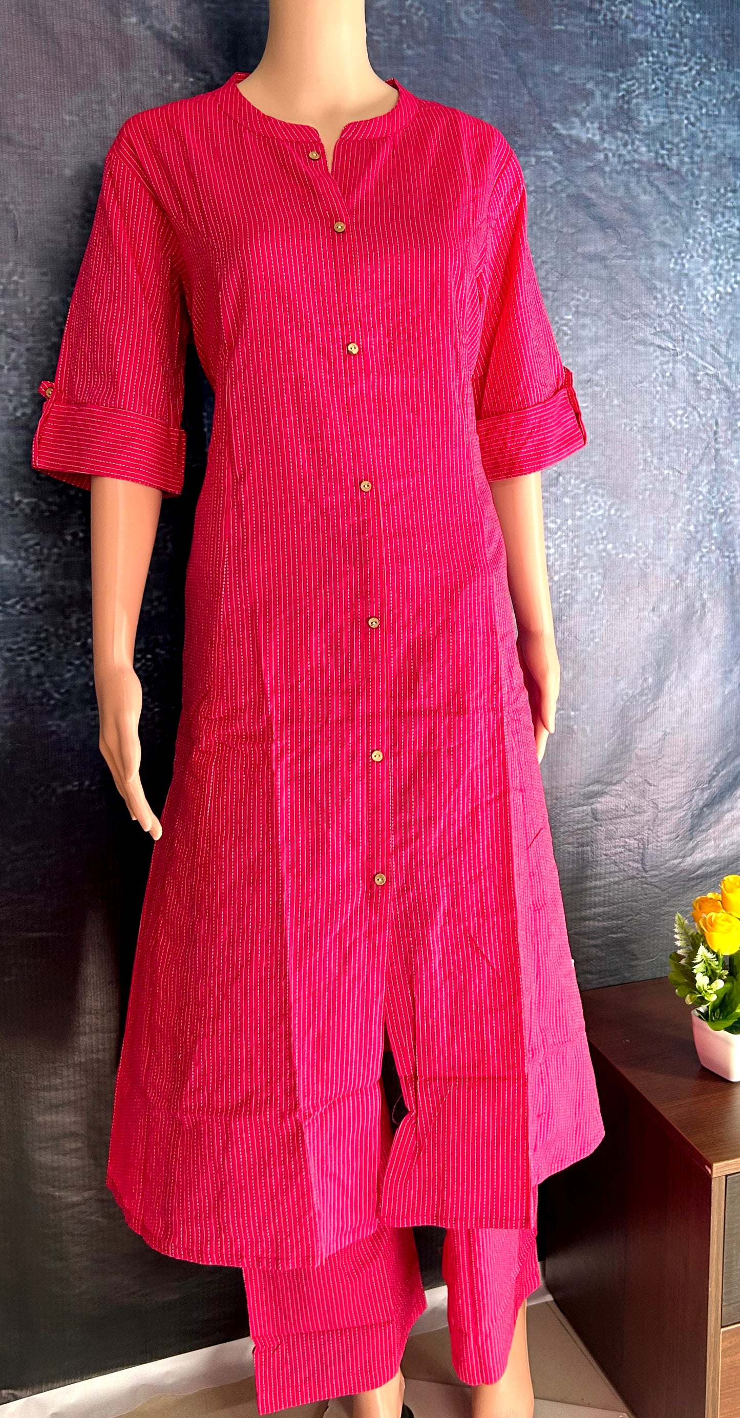 Trendy Women Solid Cotton Katha Co-Ord Set