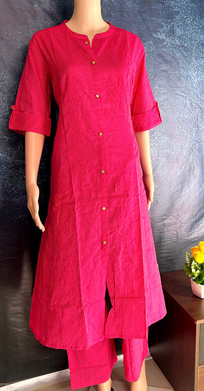 Trendy Women Solid Cotton Katha Co-Ord Set