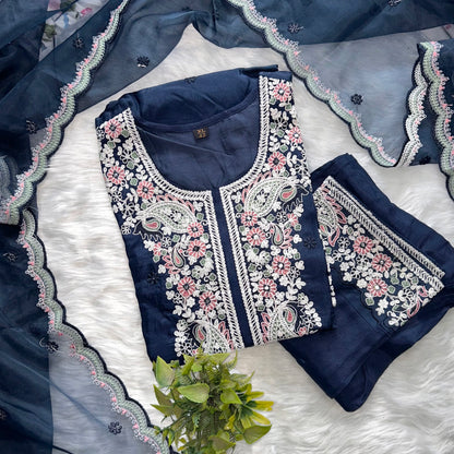 PREMIUM RANGE OF SUIT SETS, PURE RUSSIAN SILK HEAVY EMBROIDERY WORK