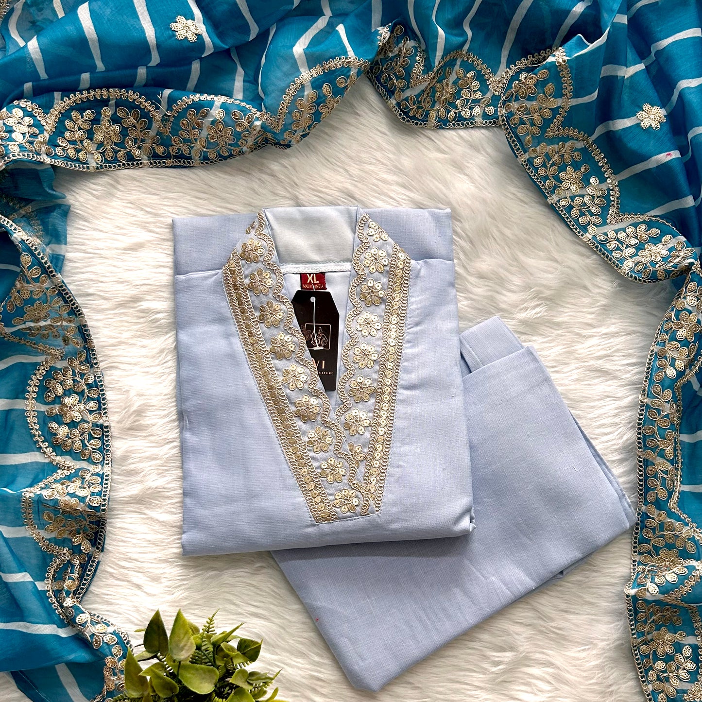 HANDCRAFTED COTTON BLEND PREMIUMETHNIC SUIT SET