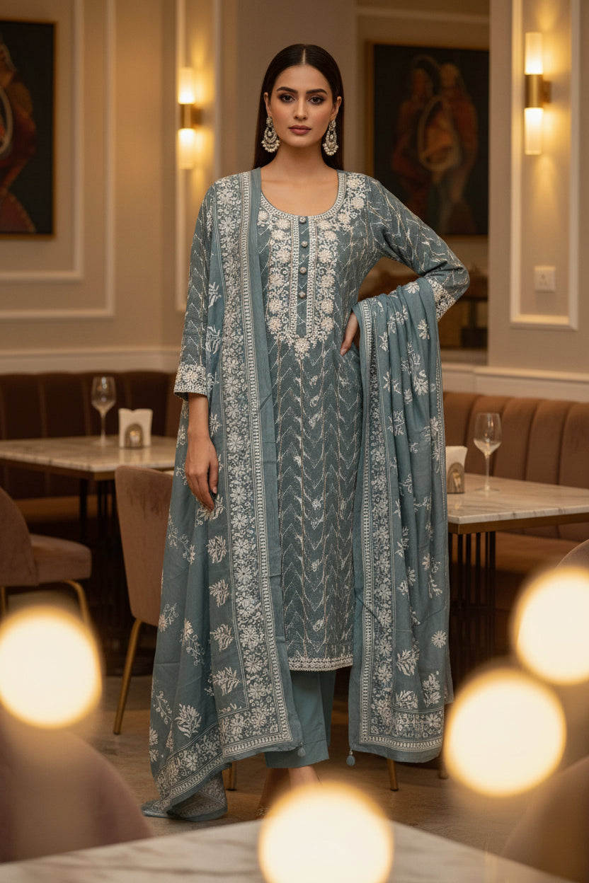 FLORAL INDOLADY TRADITIONAL SUIT SET